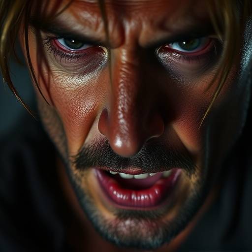 Gros plan sur le visage d'un acteur exprimant une émotion intense