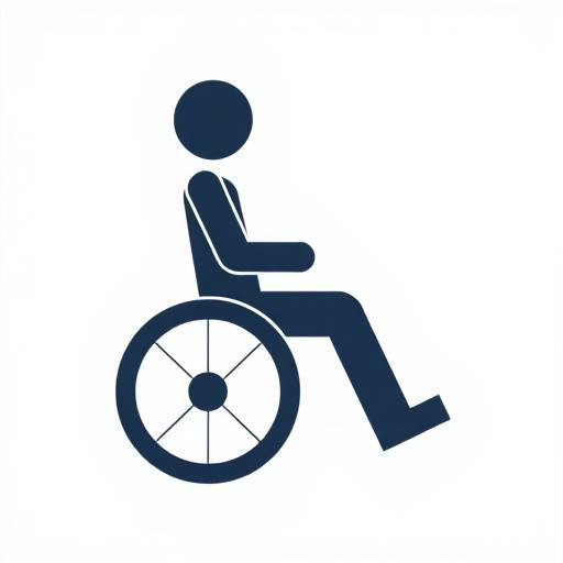 Icono universal de accesibilidad que representa una figura humana estilizada en una silla de ruedas.